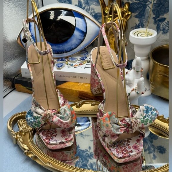🆕 TED BAKER 🧿 NWOT MADDY Satin Floral Printed Platform Bow Sandals, Sz 6 - Picture 4 of 12